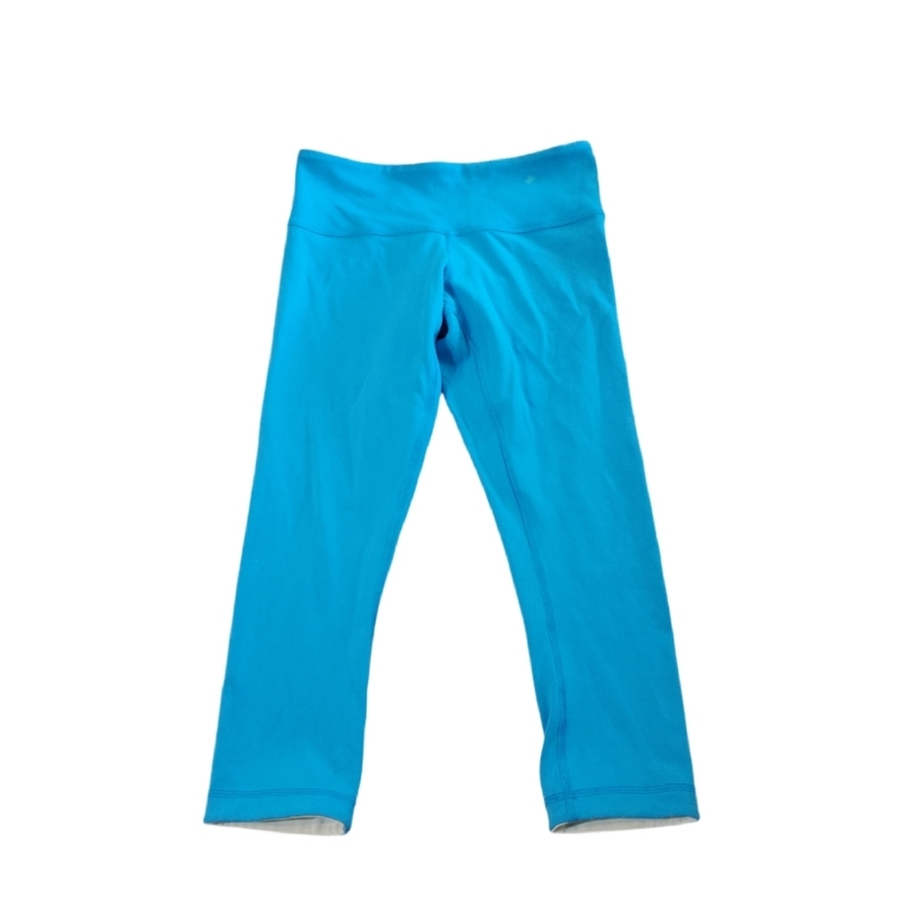 Lululemon Women's‎ Wunder Under Reversible Blue/Aquamarine Crop Leggings Size 4